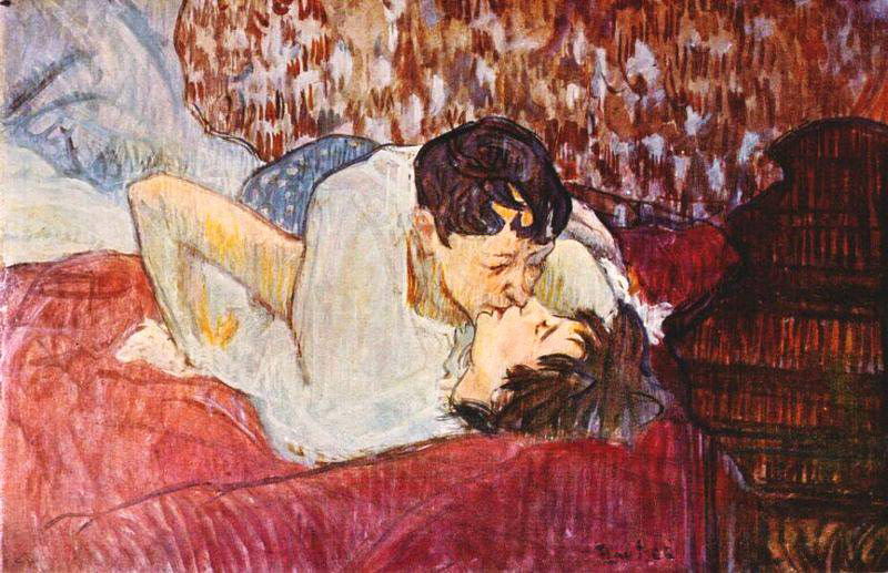Картина Анри Тулуз-Лотрека «Поцелуй в постели»